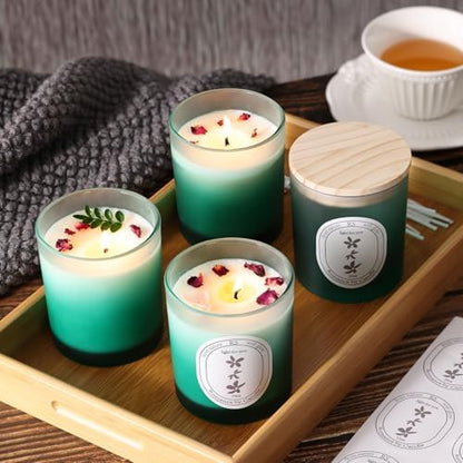 REISEN 12 Pcs 10oz Gradient Green Candle Jars for Candle Making Kit - Image 4