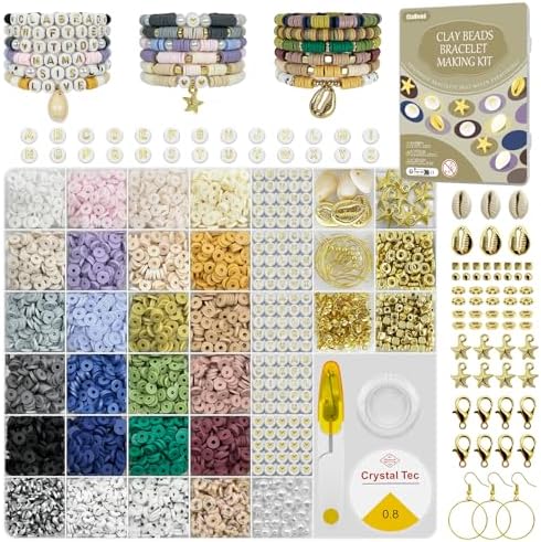 ClaBead 6300 Pcs Clay Beads Bracelet Making Kit for Adults, 24 Colors 6mm Clay Beads for Jewelry Making with Letter Beads, Friendship Bracelet Kit for Girls 13-15 and Women by ClaBead