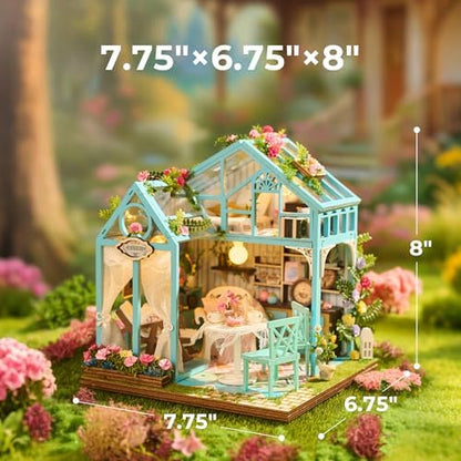 BenBen DIY Miniature House Kit, Mini House Building Kit for Adults, Model Craft Kits with Furniture, Tiny Dollhouse Diorama to Build for Hobbies, Gifts for Family and Friends(Garden Tea House) - Image 5