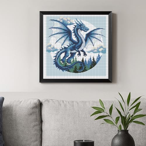 FREEBLOSS 11CT Cross Stitch Kits for Beginner Dragon Stamped Cross Stitch Kit Landscape DIY Embroidery Wall Art Painting Kit with Instructions 17.7" x 17.7" - Image 6
