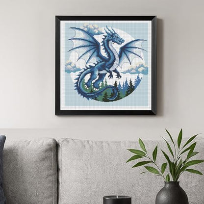 FREEBLOSS 11CT Cross Stitch Kits for Beginner Dragon Stamped Cross Stitch Kit Landscape DIY Embroidery Wall Art Painting Kit with Instructions 17.7" x 17.7" - Image 6