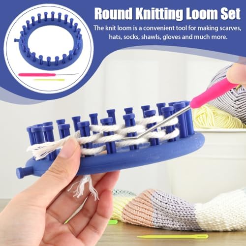 Round Knitting Loom Set, 5.5 Inch Plastic Loom with Crochet Hook & Needle - Image 6