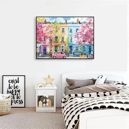 Clendo Paint by Numbers Kit for Adults Beginners, Spring Street Adult Paint by Numbers on Canvas, Acrylic Painting Crafts for Home Decor (16x20inch) - Image 4