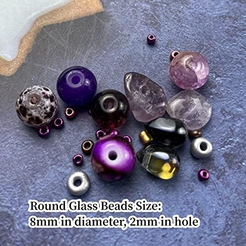 Assorted Glass Resin Beads Multi Size Colors Smooth Cracked Gravel Millet Spacer Beads for Bracelets Necklace Earring DIY Jewelry Making Craft(Deep Purple Series) - Image 3