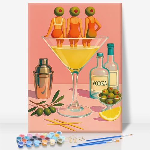 Camocin Framed Paint by Numbers Kit for Adults Beginners – Cocktail Girls by CamocinDIYKit