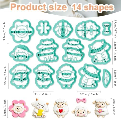 14Pcs Sheep Polymer Clay Cutters Flower Leaves Clay Earrings Cutters for Adults Polymer Jewelry Cutter for Earrings Making Party DIY Craft Supplies - Image 2