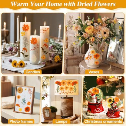 150 PCS Fall Dried Pressed Flowers for Crafts, Real Orange Red Dried Wildflowers Leaves Bulk Nature Pressed Dried Flower for Scrapbooking Candle Resin Jewerly Making - Image 5