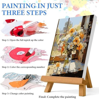PRASIO Paint by Numbers Kit for Adults Beginner, Flower Easy Adult Paint by Number Kits on Canvas, DIY Acrylic Watercolor Oil Paint by Number for Adults for Home Decor Gift 16x20 Inch - Image 4