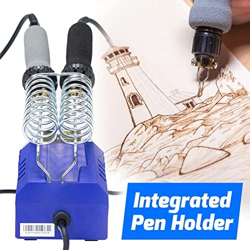 WEP 939D-VI Dual Pen Wood Burning Kit 250-750℃/482-1382℉ A/B Toggle Wood Burning Tool with 2 Detachable Pens, 20 Wood burner Tips, Dual-Barrel Holder. Suitable for Pyrography, Leather Burning Kit - Image 6