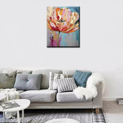 Aihonmin Beautiful Floral Paint by Number for Adult and Kids Beginner,Pink Petal Canvas Oil Painting Kit Digital Painting,Vintage Watercolor Living Room Decoration,(Without Frame - Image 2