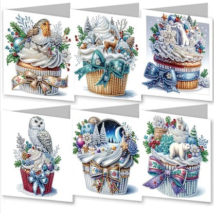 Christmas DIY Diamond Greeting Cards Set, 5D Art Painting Card Making Kits for Family Friends Handmade Gift - #08-Cupcake by Unknown