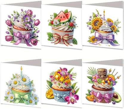 jinglinhh 6pcs Tulip Sunflower Cupcake Flower Diamond Art Painting Greeting Cards with Envelopes, DIY Card Making Kits for Adults, Diamond Art Postcards Christmas Cards Craft Gifts by Unknown