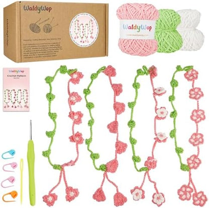 WaldyWop Crochet Kit for Beginners: 4 Flower Bracelets Starter Kit w/Videos by WaldyWop