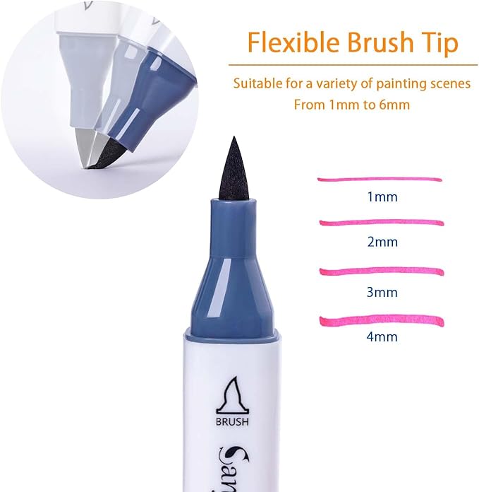 SANJOKI Art Markers 120 Colors Brush Tip Multicolor Pen Professional Marking Pen for Artist and Beginners