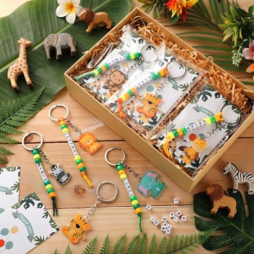 Suncalla 984 Pcs 24 Set Jungle Safari Animal Keychain Zoo Making Kit DIY - Image 2