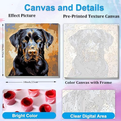 Artunion Framed Paint by Numbers Kit for Adults Beginners & Kids Ages 8-12, Labrador Retriever Dog Paint by Number with Frame, Black Lab Dog Paint by Numbers Kit on Canvas 10 * 10 Inch Without Easel - Image 3