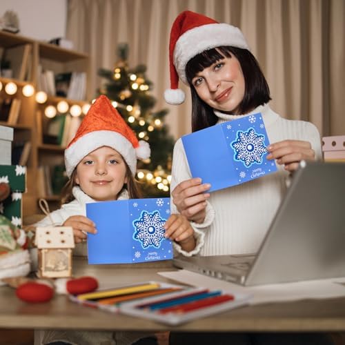 Dispowreath 24 Pcs DIY Christmas Card Making Kits with Envelopes DIY Christmas Craft Make Your Own Snowflakes Greeting Card Making Supplies for Holiday Xmas Party Decoration Favor - Image 6