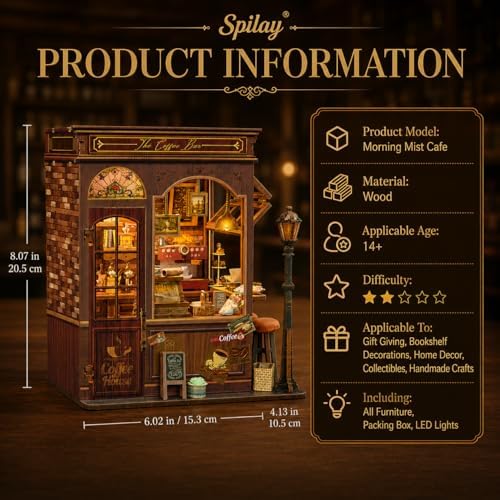 Spilay Book Nook Kit for Adults, Morning Mist Cafe DIY Miniature House Kit - Image 2