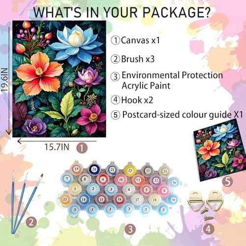 Arttoplus Flowers Paint by Numbers Kit for Adults Beginner 16x20inch - Image 2