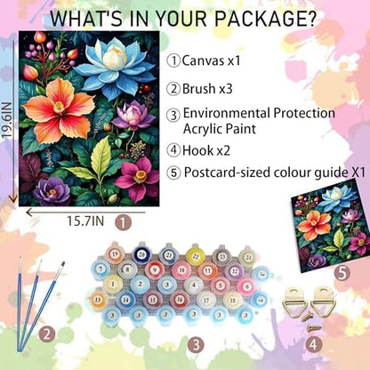 Arttoplus Flowers Paint by Numbers Kit for Adults Beginner 16x20inch - Image 2