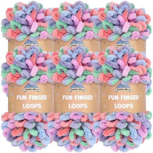 JubileeYarn Fun Finger Loops Yarn - 100g/Skein Jumbo Polyester - Eros - 6 Skeins by BambooMN