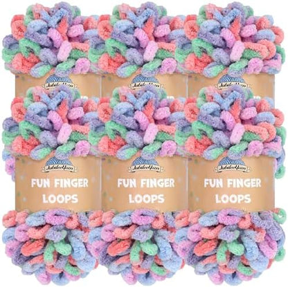 JubileeYarn Fun Finger Loops Yarn - 100g/Skein Jumbo Polyester - Eros - 6 Skeins by BambooMN