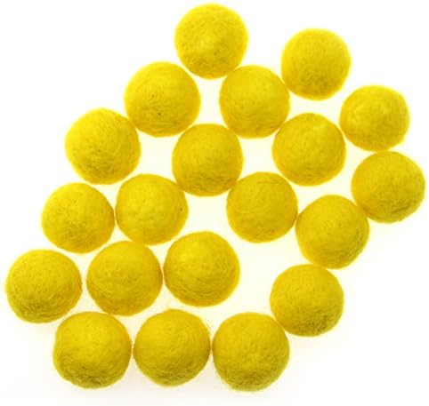 Zasy 30mm Needle Wool Felt Balls Foam Filled Wool Felt Pom Pom Home Decor DIY (Yellow) by Zasy