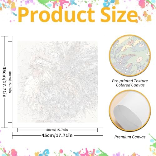 Rooster Paint by Numbers Kit for Adults, 16x16 inch - Image 3