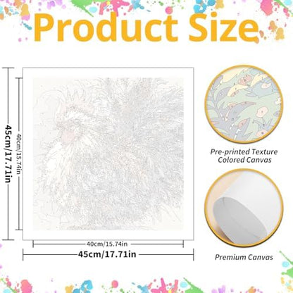 Rooster Paint by Numbers Kit for Adults, 16x16 inch - Image 3