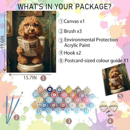 Arttoplus Dog Paint by Numbers Kit for Adults Beginner 16x20 inch - Image 2