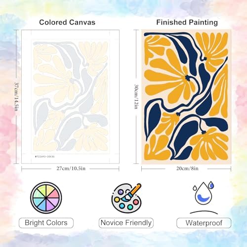 6 Pack Paint by Numbers Kit for Adults and Kids Beginner, Flower Adult Paint by Number Kits on Canvas, Easy Flowers DIY Acrylic Oil Painting by Numbers Kits Perfect for Home Wall Decor 8 x 12 Inch - Image 6