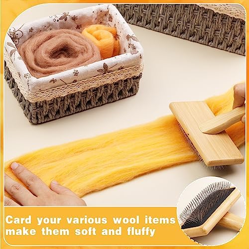 kdafio 2 Pcs Wooden Wool Carders Hand Carders for Wool Needle Felting - Image 6