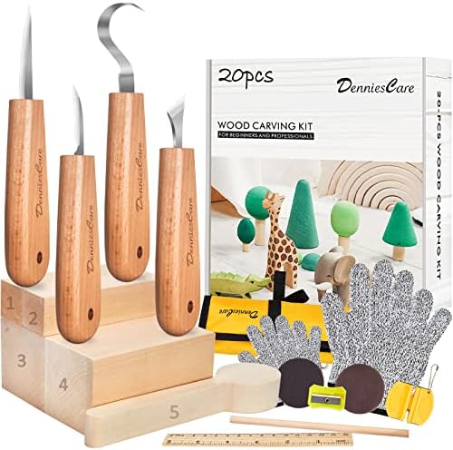 DenniesCare 20-Piece Wood Carving Kit for Beginners with Basswood Blocks by LetDenniesCarebeapartofyourprecioustime