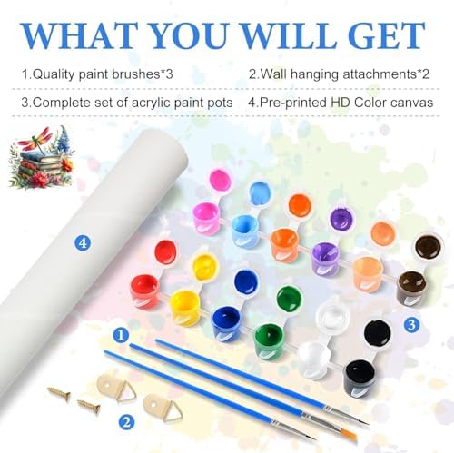 VIGEGU Insect Paint by Numbers Kit for Adults Beginner,Book Paint by Number DIY Flower Adult Paint by Number Kits for Home Decor 10x10 inch - Image 5