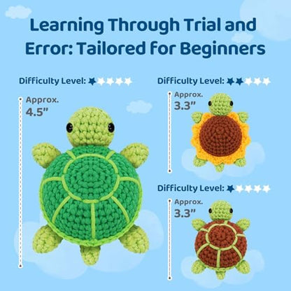 Mewaii Crochet Kit for Beginners, 3 Pack Sea Turtles Craft Set - Image 5