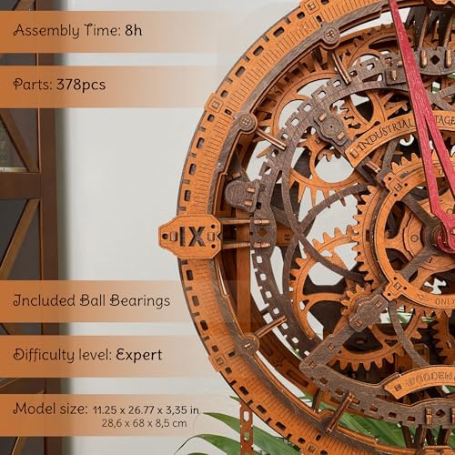 WOODEN.CITY Steampunk 3D Puzzle Clock – DIY Mechanical Wall Clock Kit for Adults – Unique Engineering Gift and Vintage Décor - 3D Wooden Puzzles for Adults - Image 3