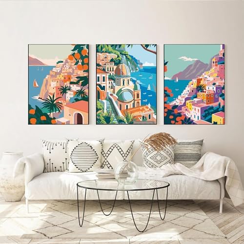 cupmod 6 Packs Scenery-Cityscape Paint by Numbers Kit for Adults,DIY Watercolor Acrylic Oil Painting Landscape Paint by Numbers Kits on Canvas,Adults Paint by Numbers Kits for Home Decor 9.8x12.8inch - Image 4