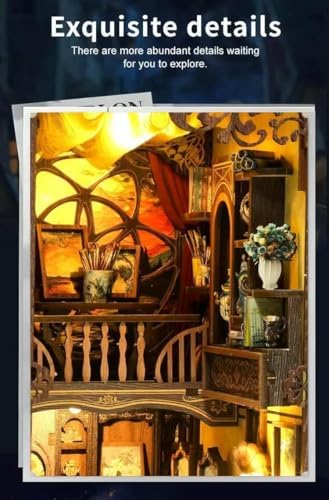 Book Nook Kit - DIY Miniature House Kit 3D Wooden Doll House DIY Book Nook Kits for Adults Creative Gift for Teens and Friends - Image 3
