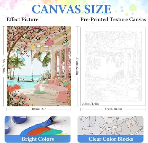 ZRIZQ Landscapes Paint by Numbers Kit for Adults Beginner,Scenery,16x20 - Image 2