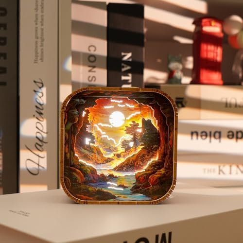 3D Wooden Puzzle Night Light DIY LED Art Lamp Kit for Adults Desk Decor Relaxing Craft Model Table Ornament and Birthday Gift (Sunset Valley) - Image 5
