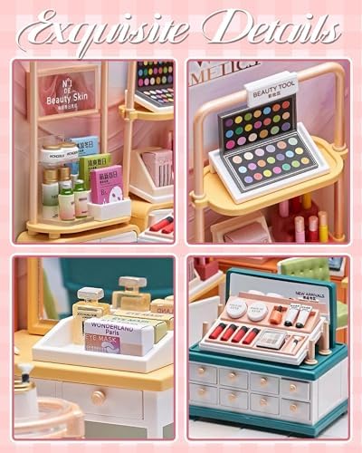 Kisoy DIY Miniature House Kit, Tiny House Kit with Furniture and LED Light, Mini Blocks Model Kit Sets, DIY Crafts/Hobbies Toys for Adults（Beauty Store） - Image 5