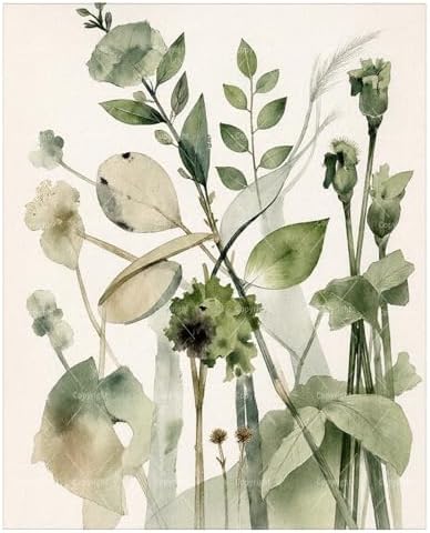 Botanical Paint By Numbers Kit For Adults - Diy Green Botanical Mix Painting On Canvas 16X20 In, Acrylic Paint Set, Suitable For Beginners, Bedroom Decor Art For Home Decoration Or Gifts, Unframed by Unknown