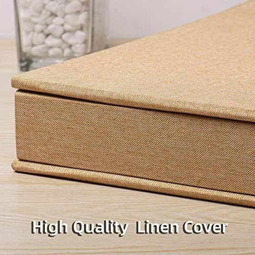 Large Photo Album Self Adhesive 4x6 5x7 3x5 8.5x11 Scrapbook Magnetic Album DIY Scrap Book Length 13 x Width 12.8 (Inches) 120 Sticky Pages Linen Cover DIY Photo Album (Yellow) - Image 5