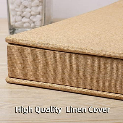 Large Photo Album Self Adhesive 4x6 5x7 3x5 8.5x11 Scrapbook Magnetic Album DIY Scrap Book Length 13 x Width 12.8 (Inches) 120 Sticky Pages Linen Cover DIY Photo Album (Yellow) - Image 5