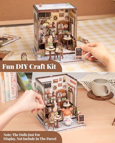 CUTEBEE Book Nook Kit DIY Miniature House Coffee Shop Dollhouse Kit - Image 4