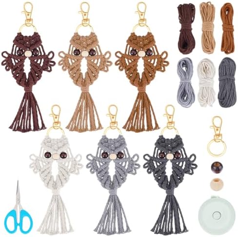 ACRNIGHEET 6PCS Owl Macrame Keychain Kit for Adults Beginners 6 Different Color Owl Boho Macrame Keychain Craft Kits Gift DIY Kits for Adults Purse Phone Bag Includes Step-by-Step Video Tutorials by ACRNIGHEET