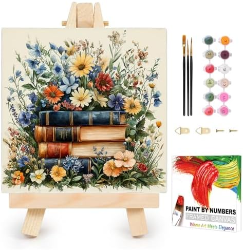 AUKELHJ Framed Paint by Numbers Kit for Adults, Book, 10x10 inch by Unknown