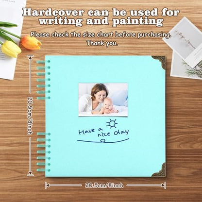 Scrapbook Album 8x8 Inch - 40 Pages Hardcover Kraft Paper Photo Album, Memory Book for Wedding, Anniversary, Family, Christmas, Baby Shower, Ideal for Preserving Precious Moments - Image 2