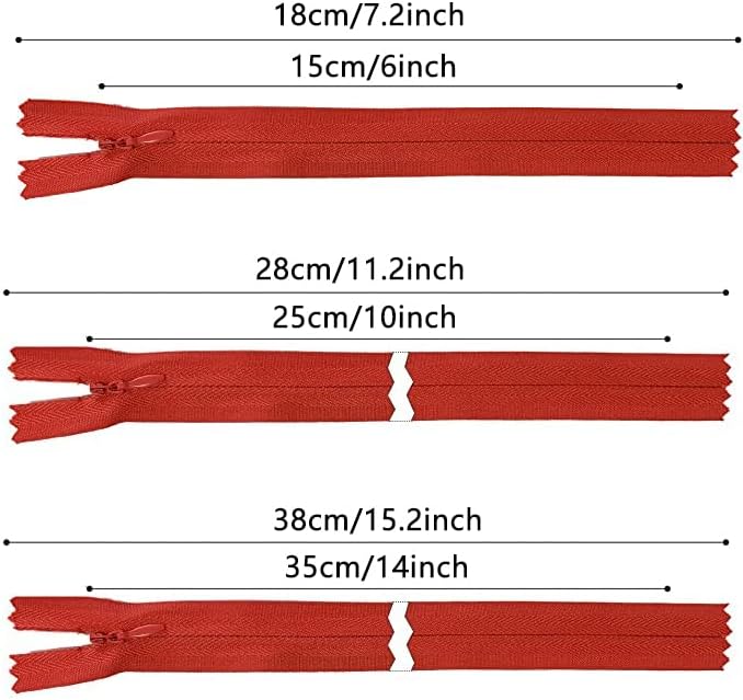 Invisible Zippers for Sewing, DOITEM 45pcs 6 Inch 10 Inch 14 Inch Invisible Multicolor Nylon Coil Zippers for Sewing and Crafts 15 Colors
