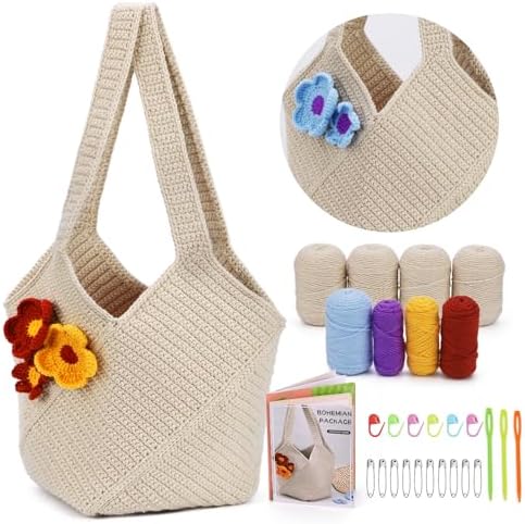 Pnytty Beginner Crochet Kit for Adults, Shoulder Bag Crochet Starter Kit by Pnytty